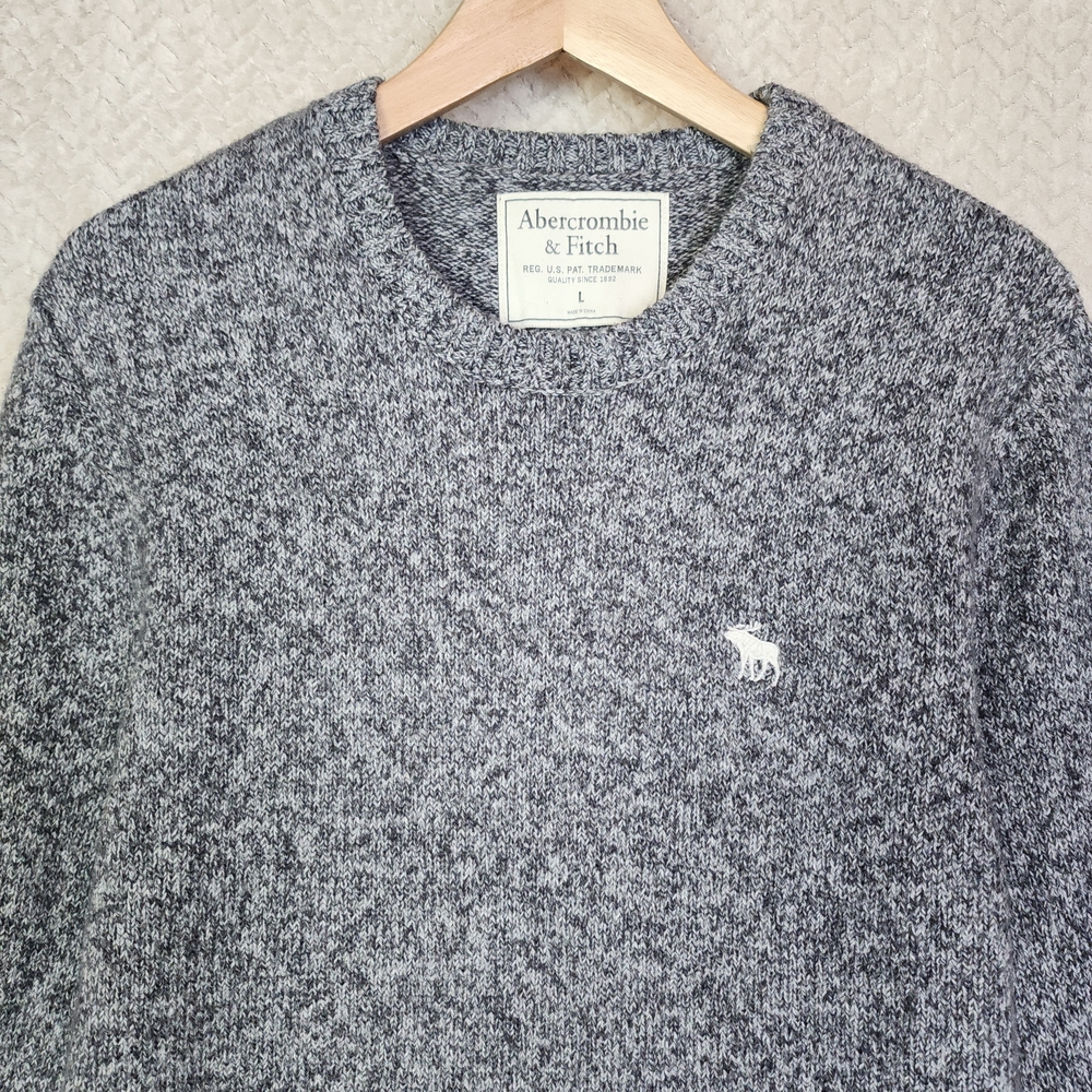 Abercrombie‎ and Fitch Gray Knit Crewneck Sweater Mens Large